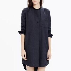 Madewell Wool Blend Flannel Latitude Long Sleeve Dress Charcoal medium